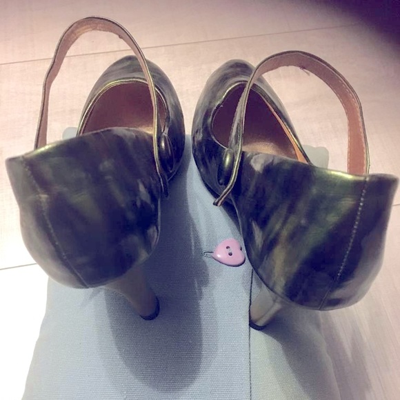 Marble Green Round Toe Pumps High Heels ๐ ๐ With Straps - Picture 4 of 8